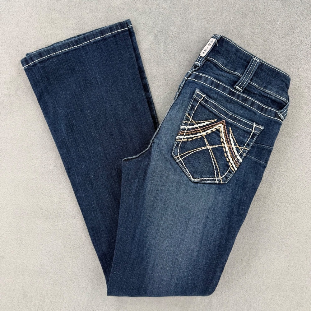 Ariat REAL Denim Low Rise Bootcut Jeans Womens 28S Dark Wash Strech Western